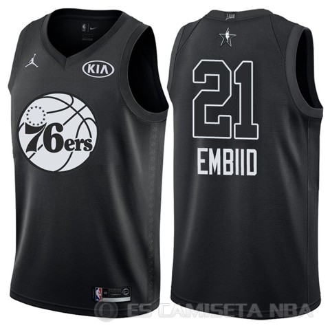 Camiseta Joel Embiid #21 All Star 2018 76ers Negro - Haga un click en la imagen para cerrar